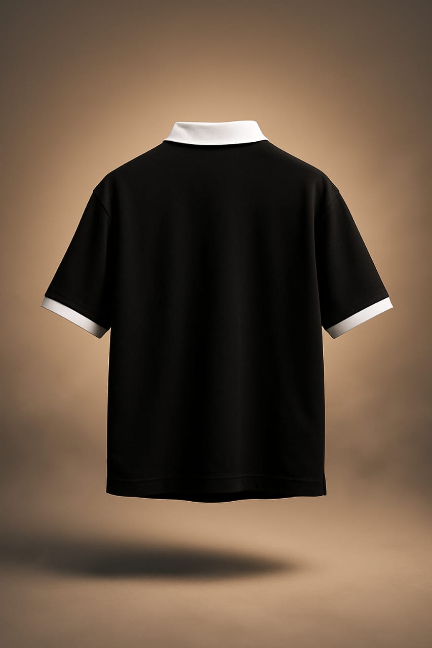 Vintage Club Polo Tee – Black & White