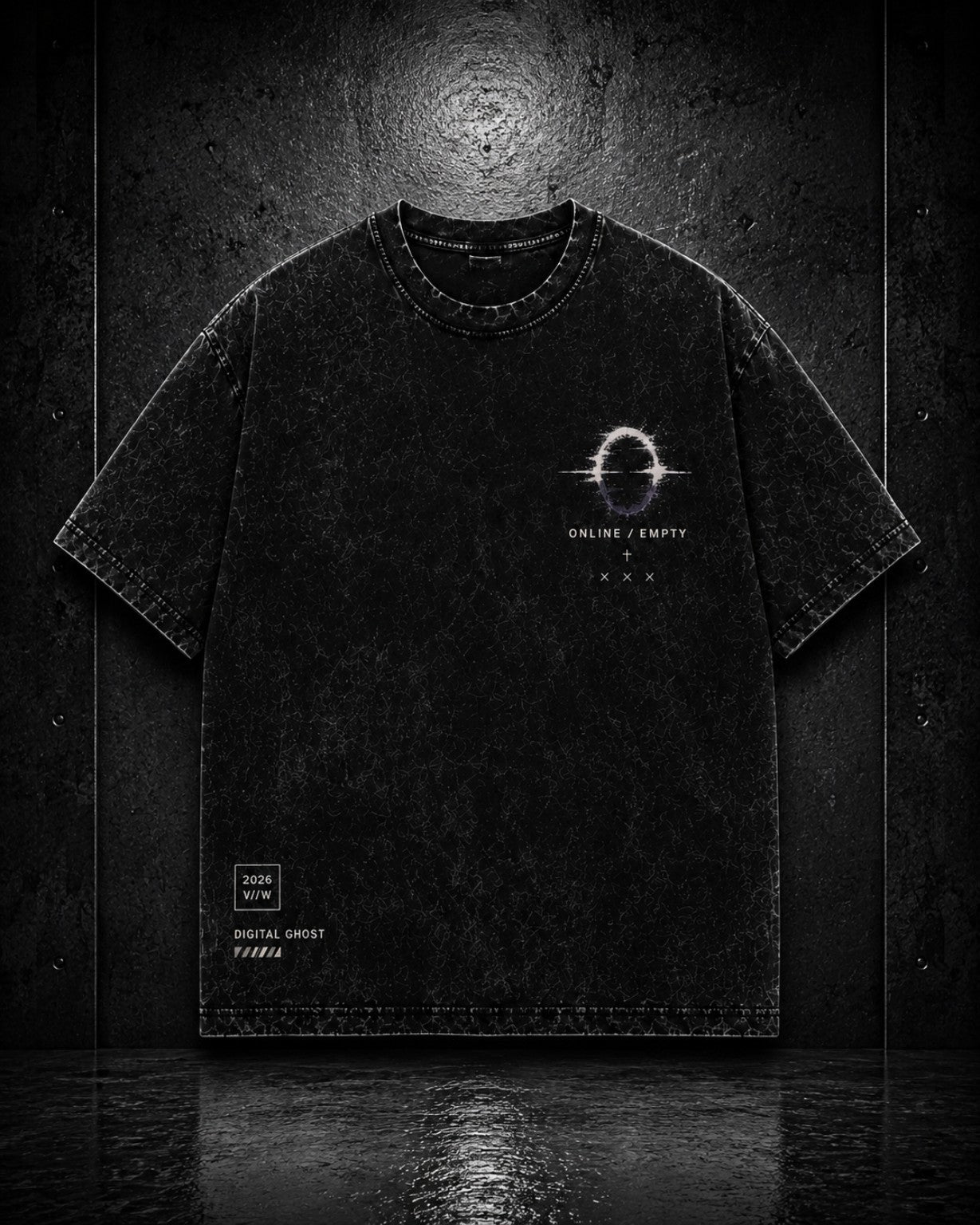 DIGITAL GHOST – Acid Wash Black Tee