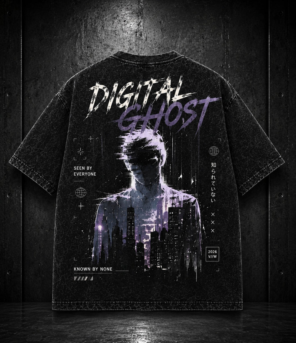 DIGITAL GHOST – Acid Wash Black Tee