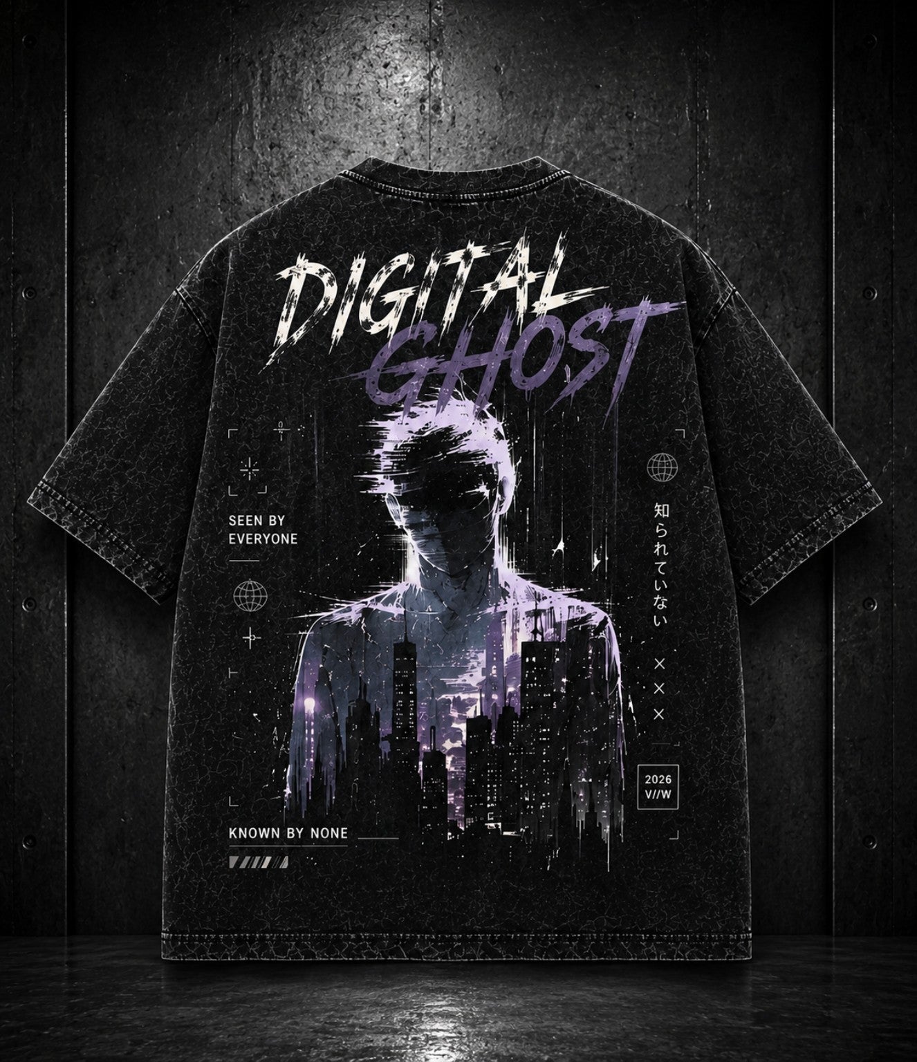 DIGITAL GHOST – Acid Wash Black Tee