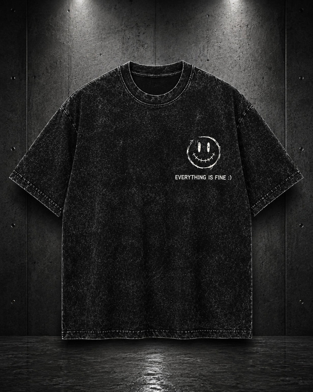 SMILE IN STATIC – Acid Wash Black Tee