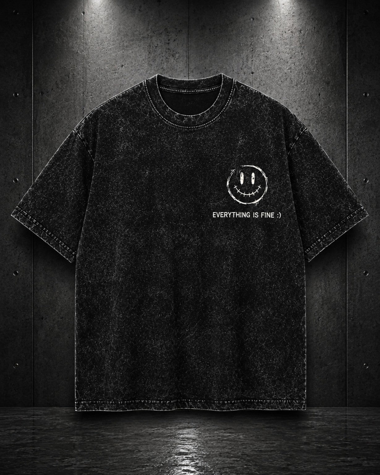 SMILE IN STATIC – Acid Wash Black Tee
