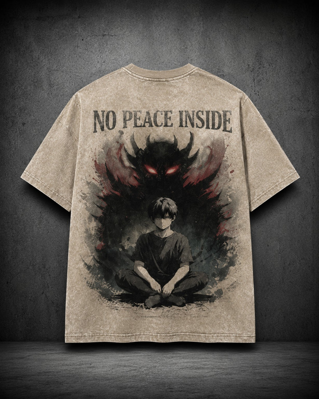 NO PEACE INSIDE – Acid Wash Oversized Tee