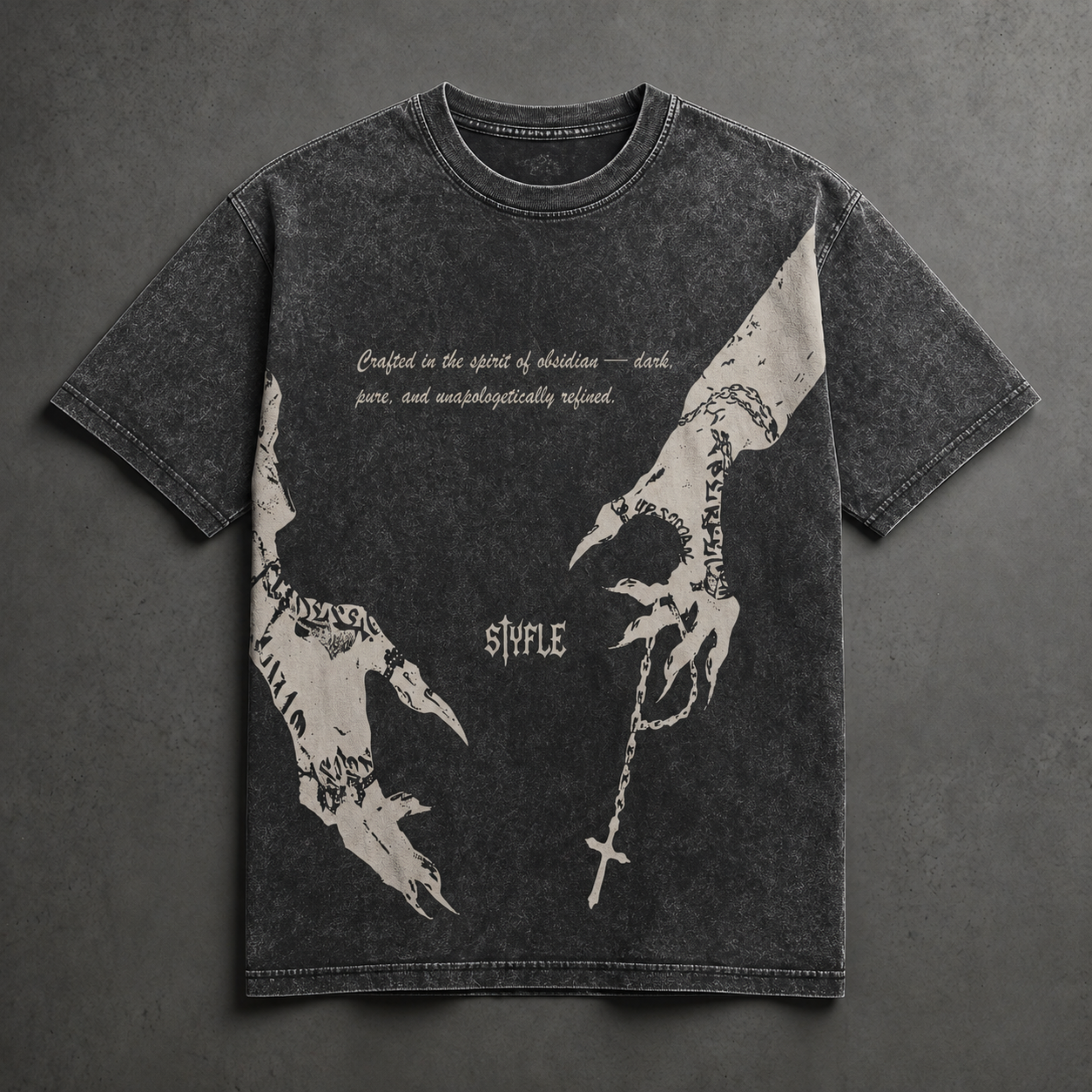 Obsidian Chains – Oversized Gothic Graphic Tee