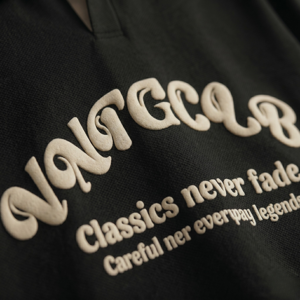 Vintage Club Polo Tee – Black & White