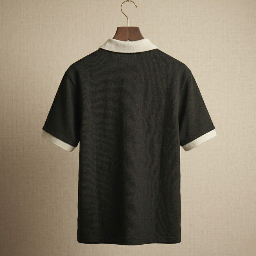 Vintage Club Polo Tee – Black & White