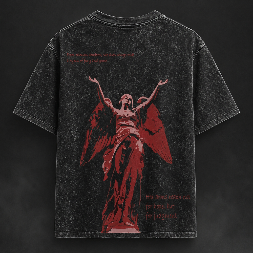 Crimson Guardian - Oversized Gothic Tee
