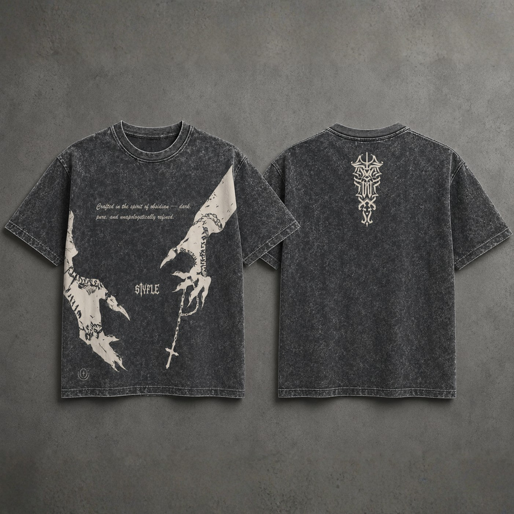 Obsidian Chains – Oversized Gothic Graphic Tee