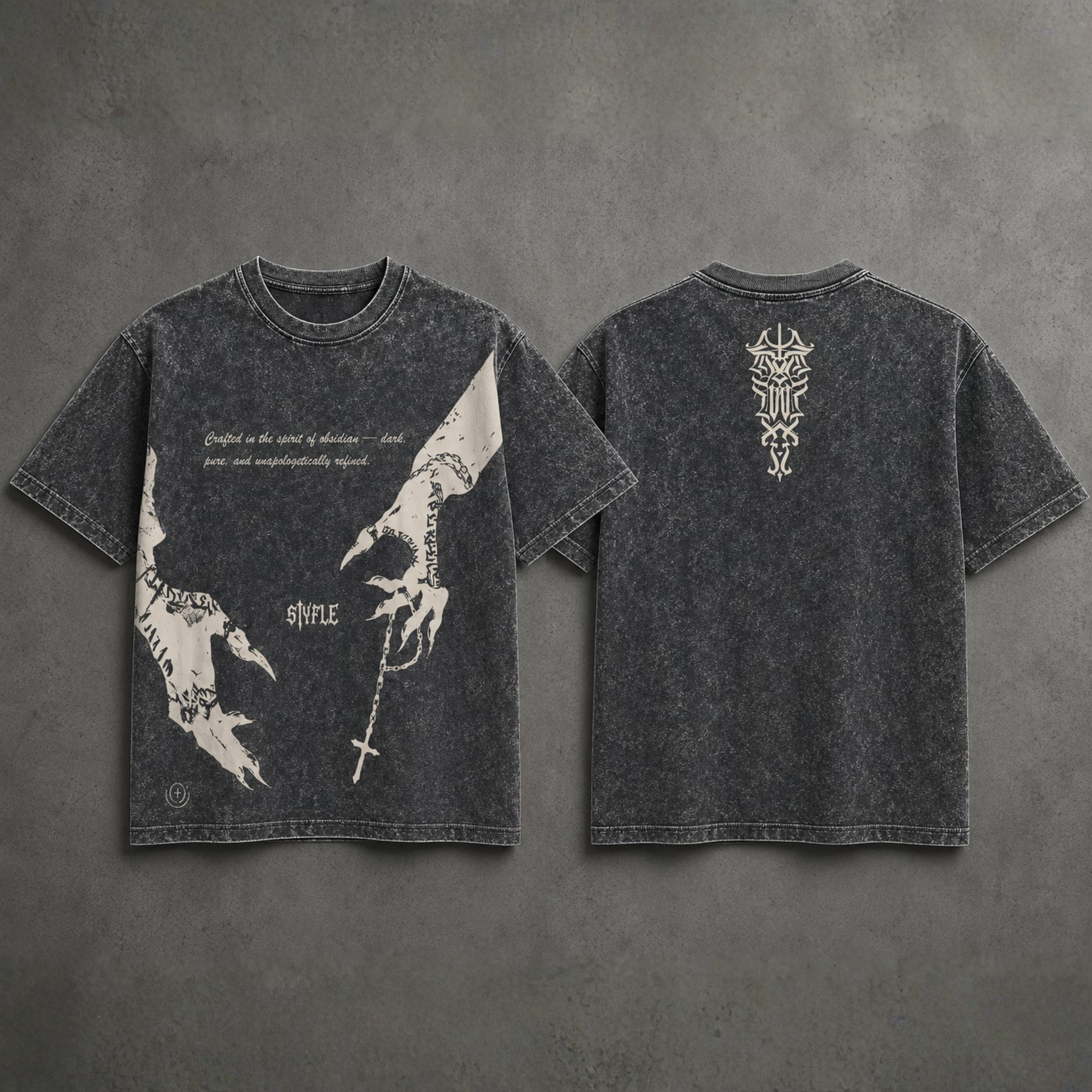 Obsidian Chains – Oversized Gothic Graphic Tee