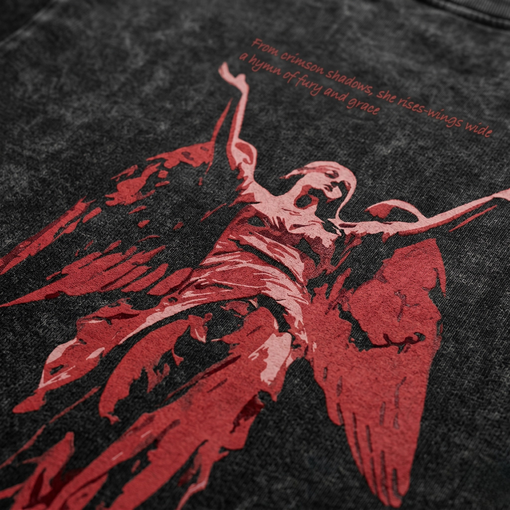 Crimson Guardian - Oversized Gothic Tee