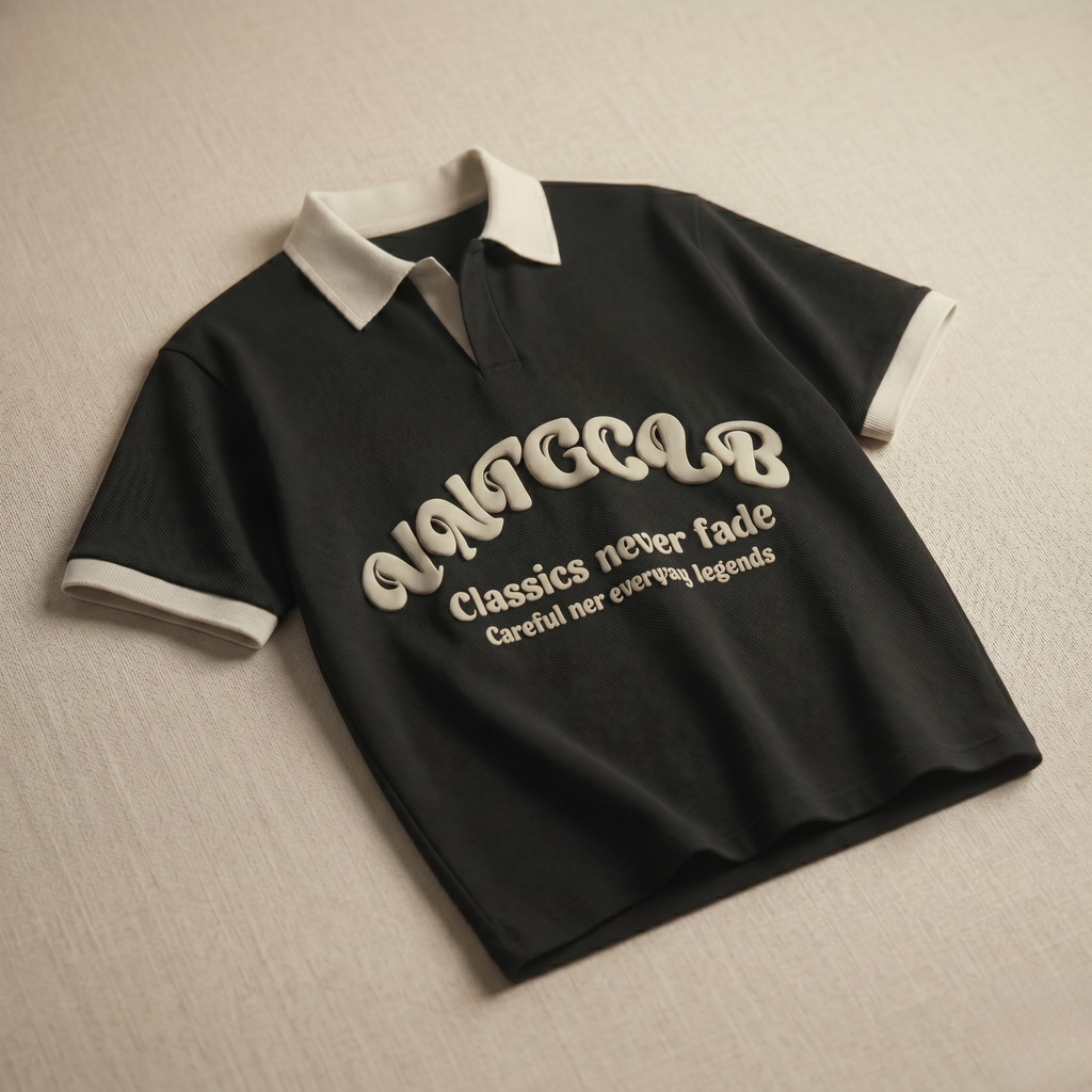 Vintage Club Polo Tee – Black & White