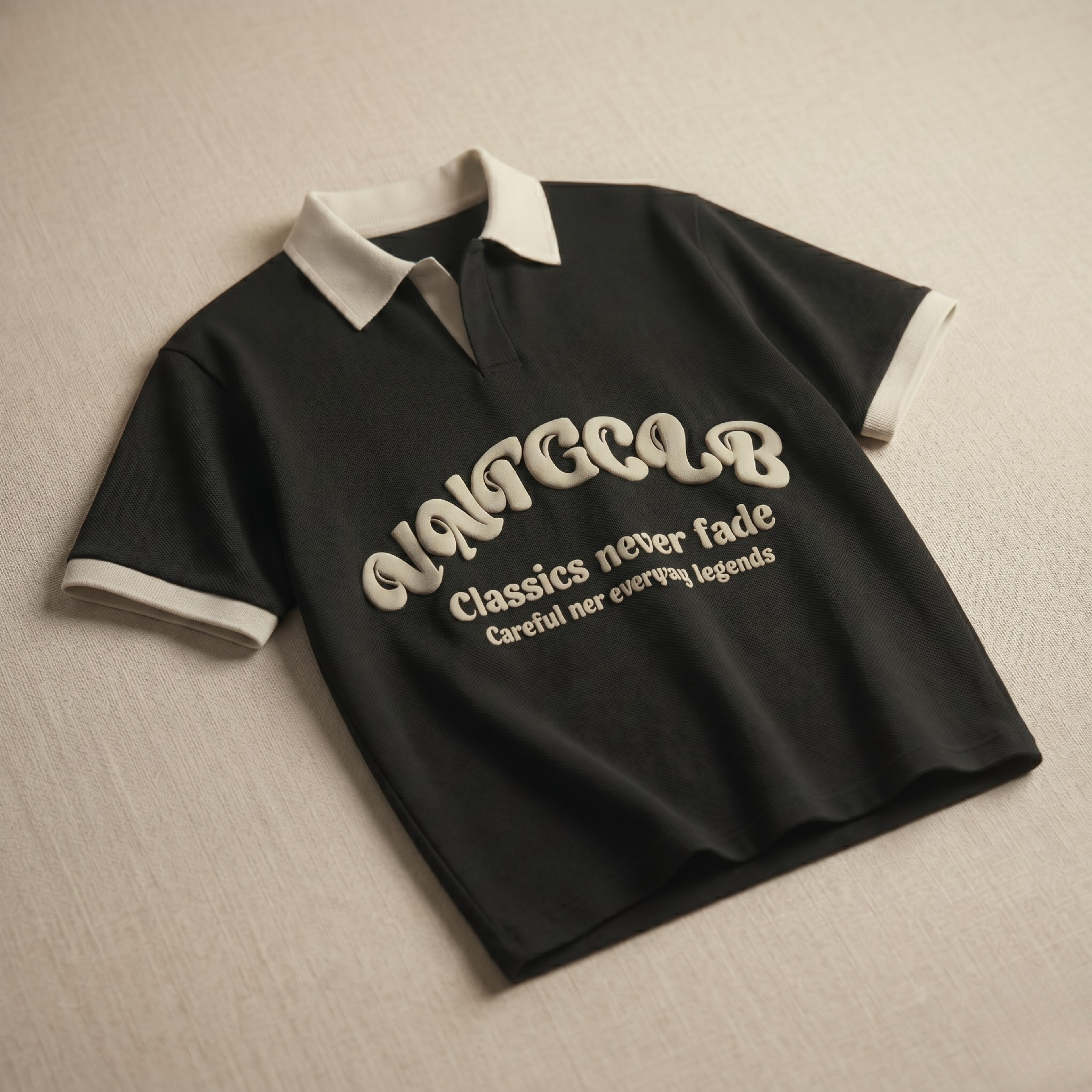 Vintage Club Polo Tee – Black & White