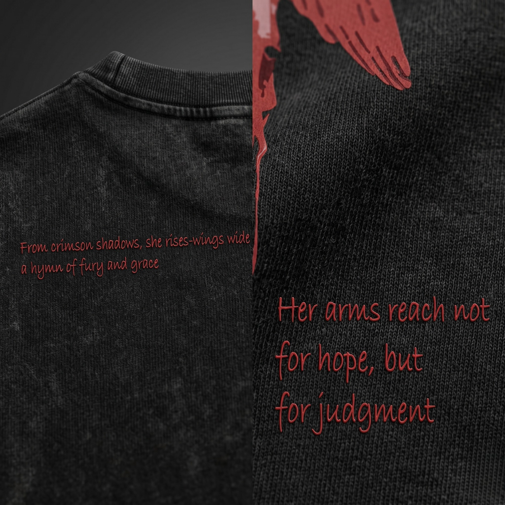 Crimson Guardian - Oversized Gothic Tee