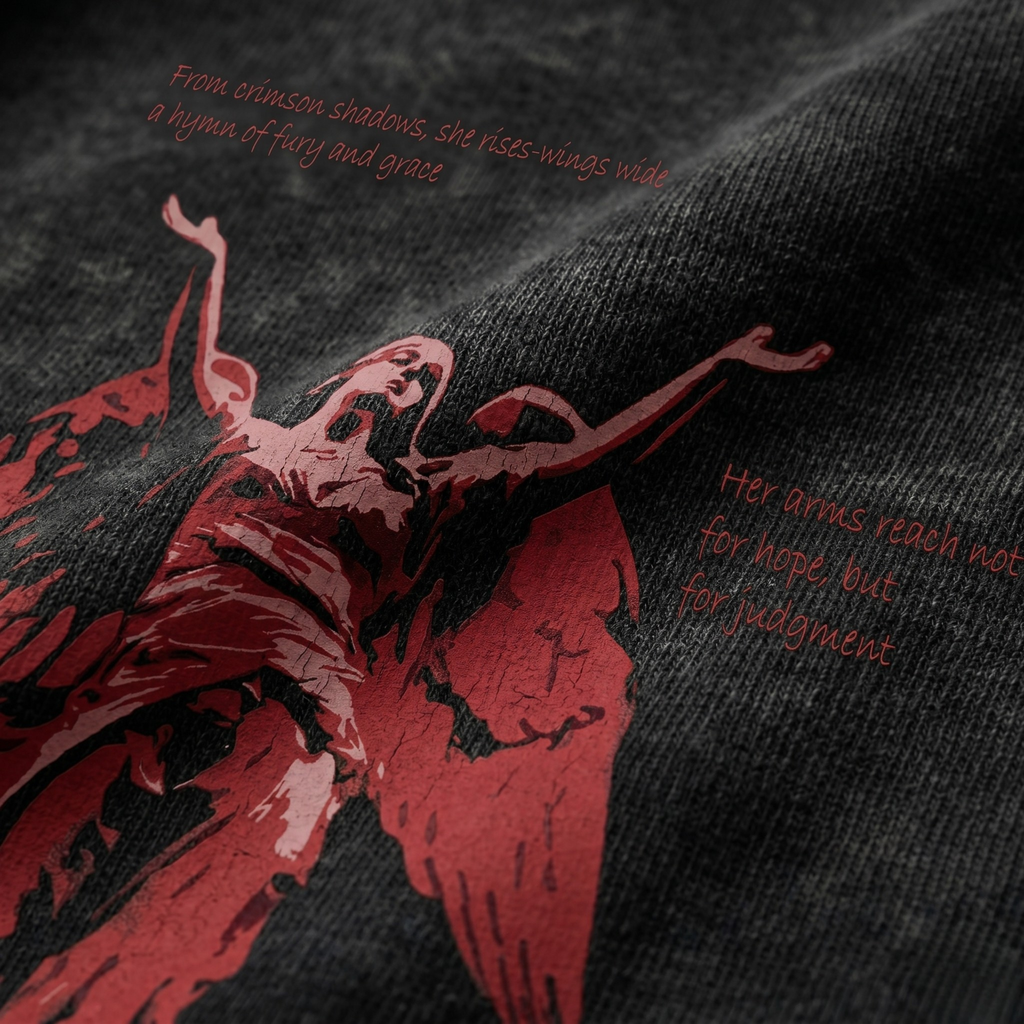 Crimson Guardian - Oversized Gothic Tee
