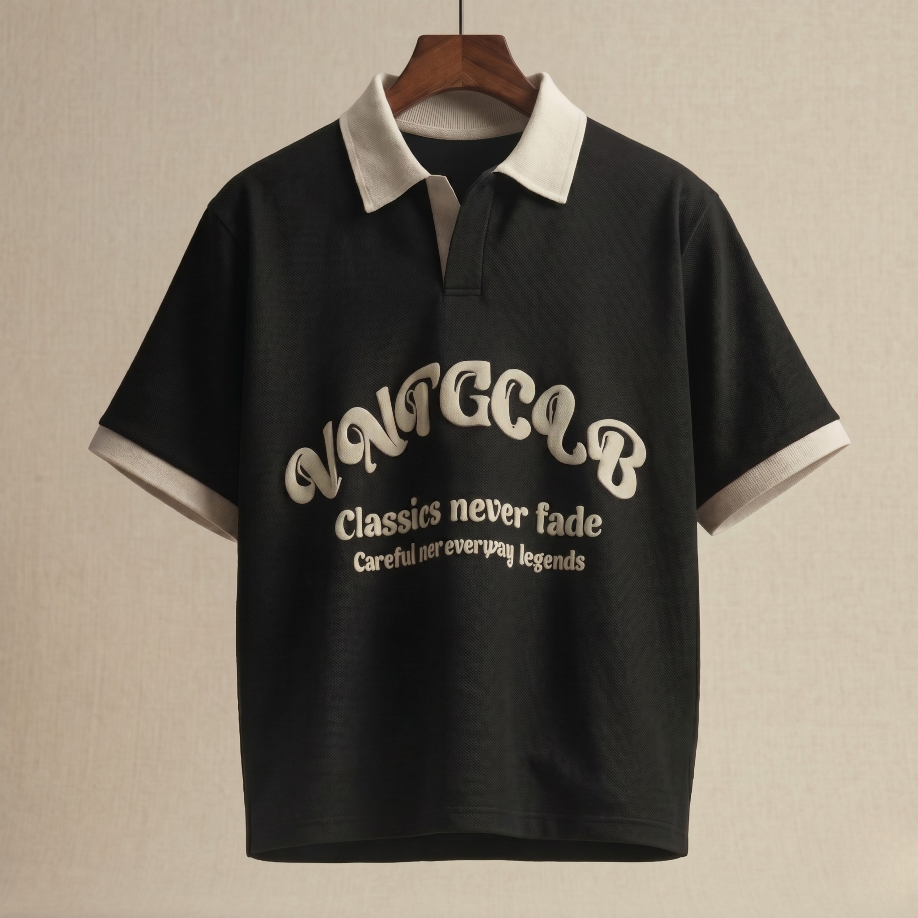 Vintage Club Polo Tee – Black & White