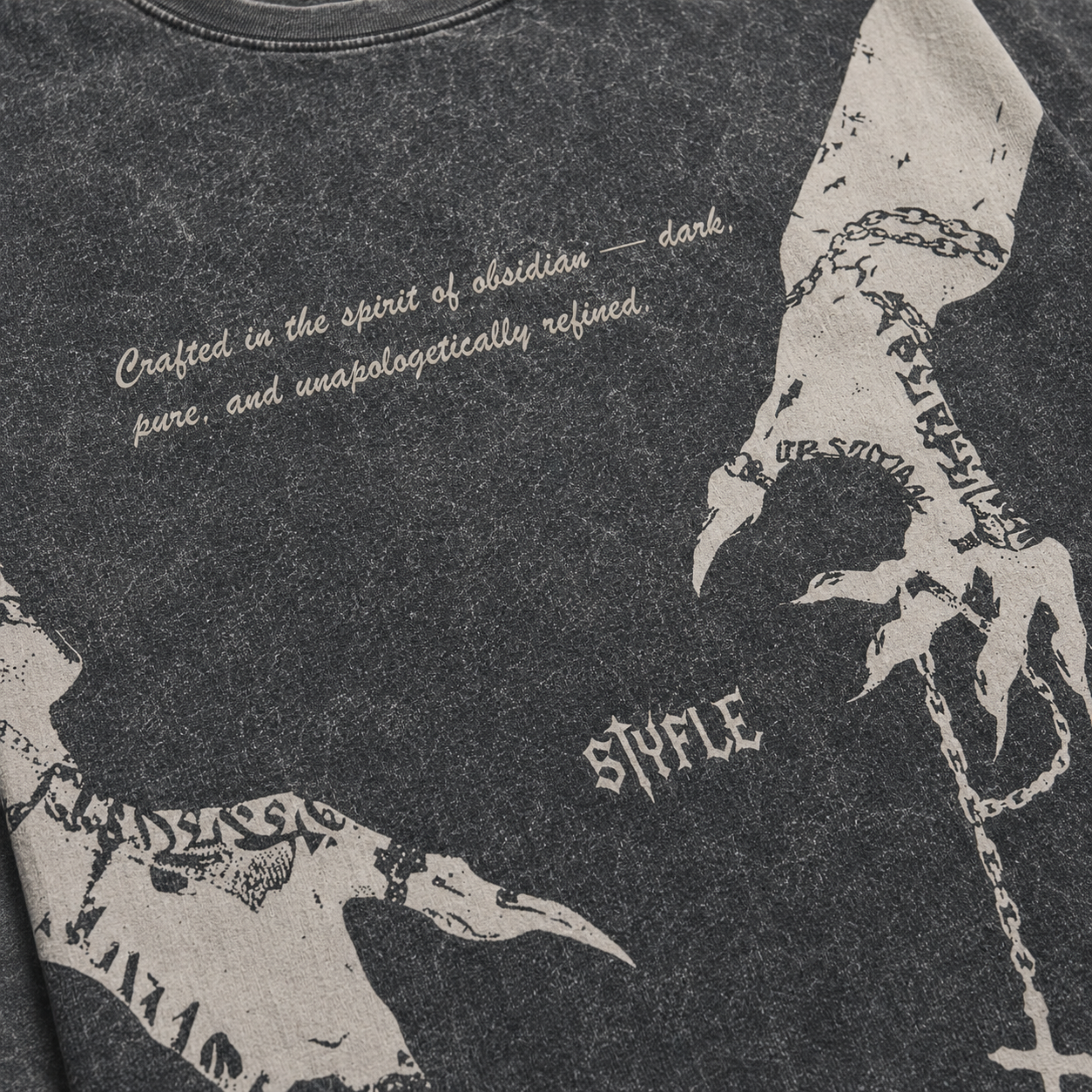 Obsidian Chains – Oversized Gothic Graphic Tee