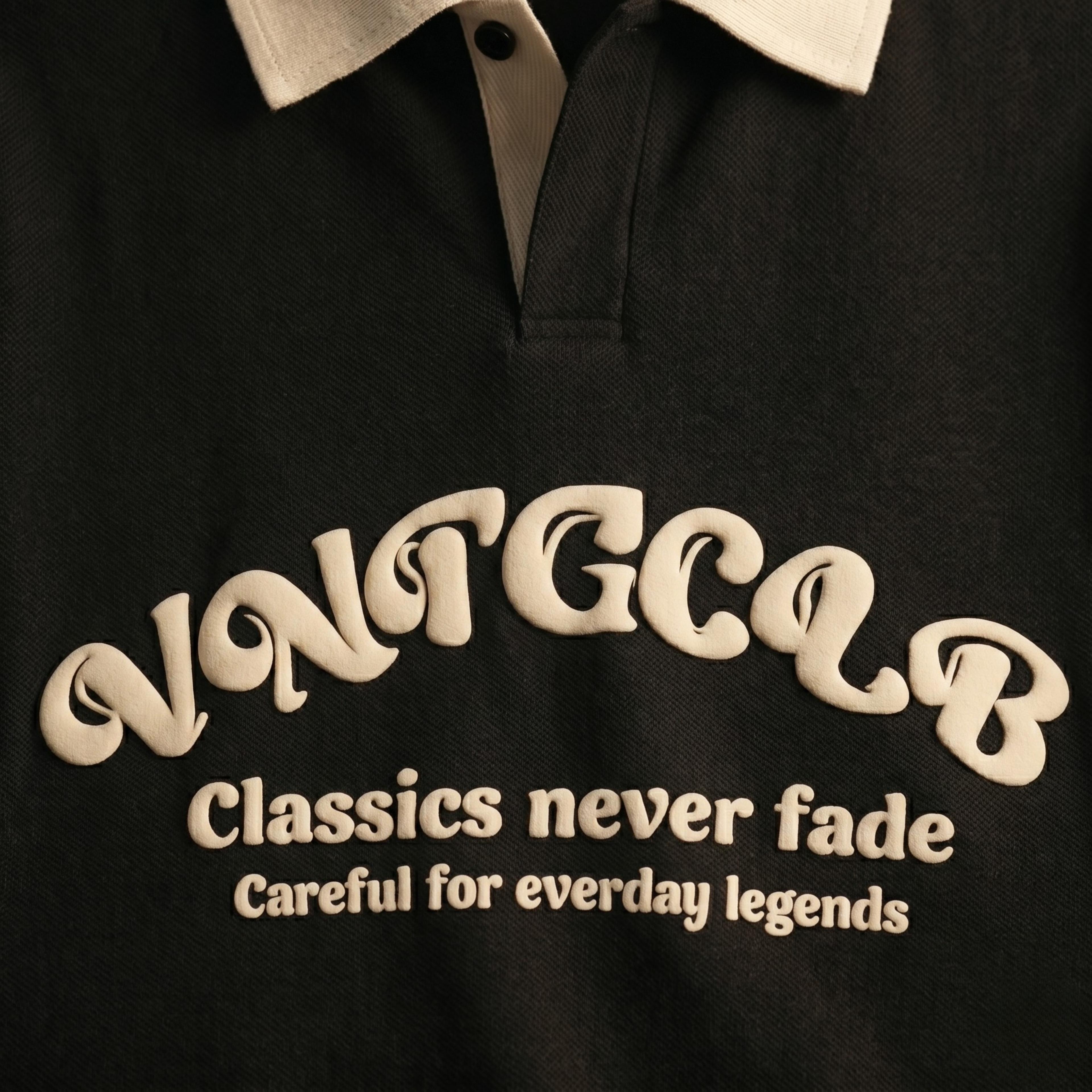 Vintage Club Polo Tee – Black & White