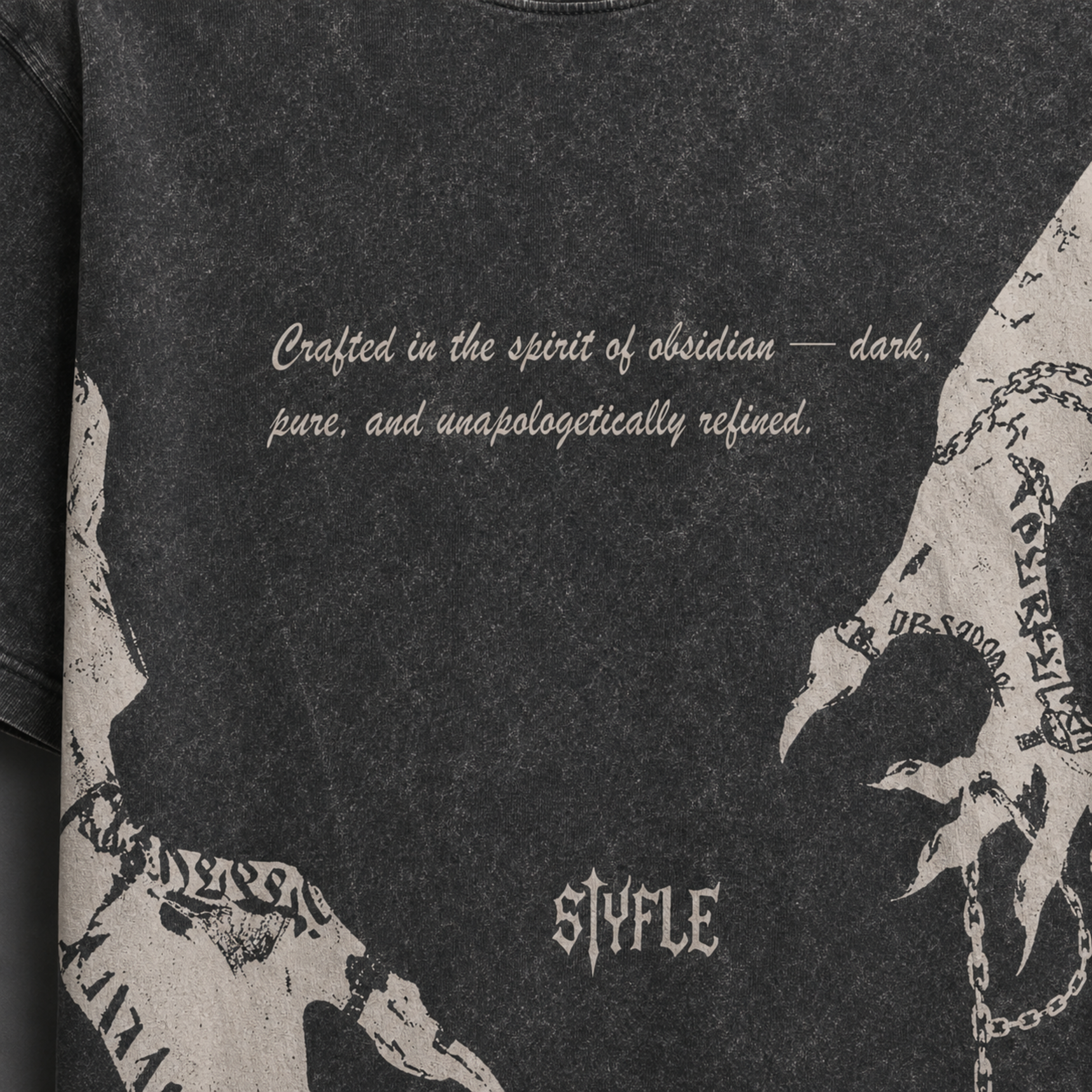 Obsidian Chains – Oversized Gothic Graphic Tee