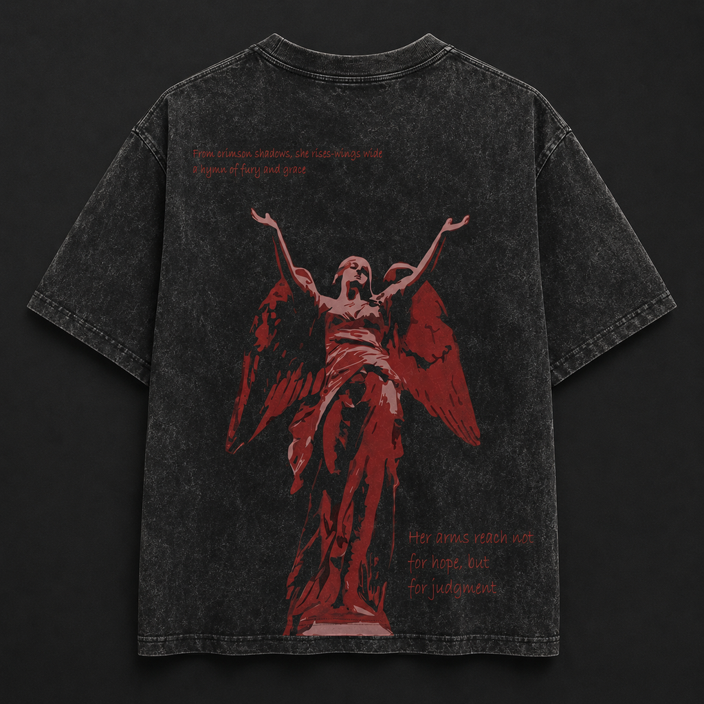 Crimson Guardian - Oversized Gothic Tee