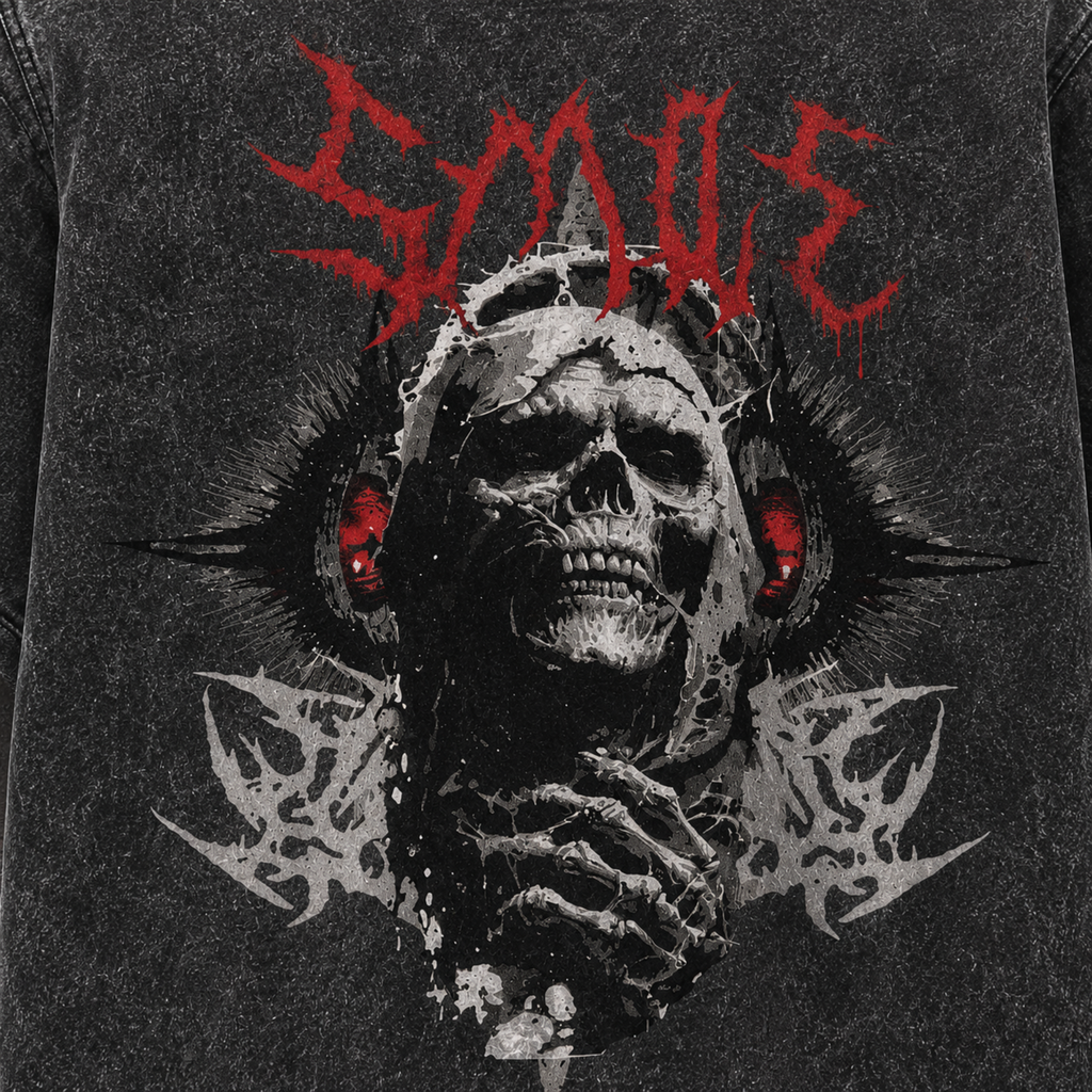 "Don't Be Sad" Distressed Smile Skull Graphic T-shirt