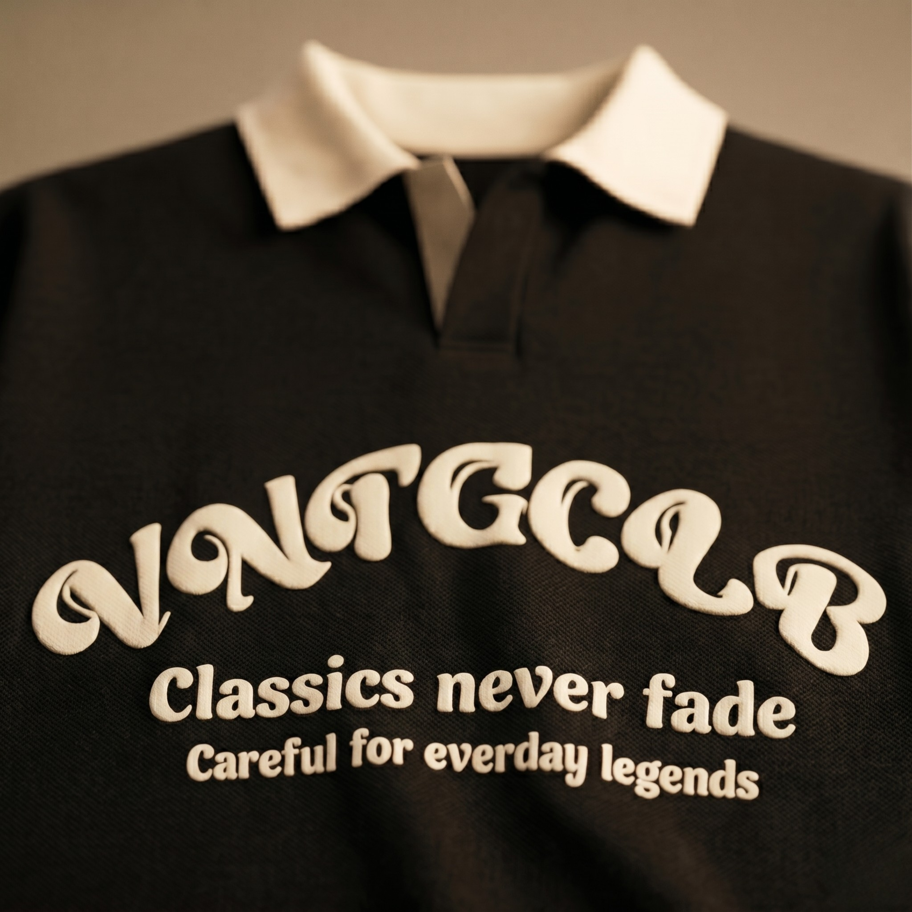 Vintage Club Polo Tee – Black & White