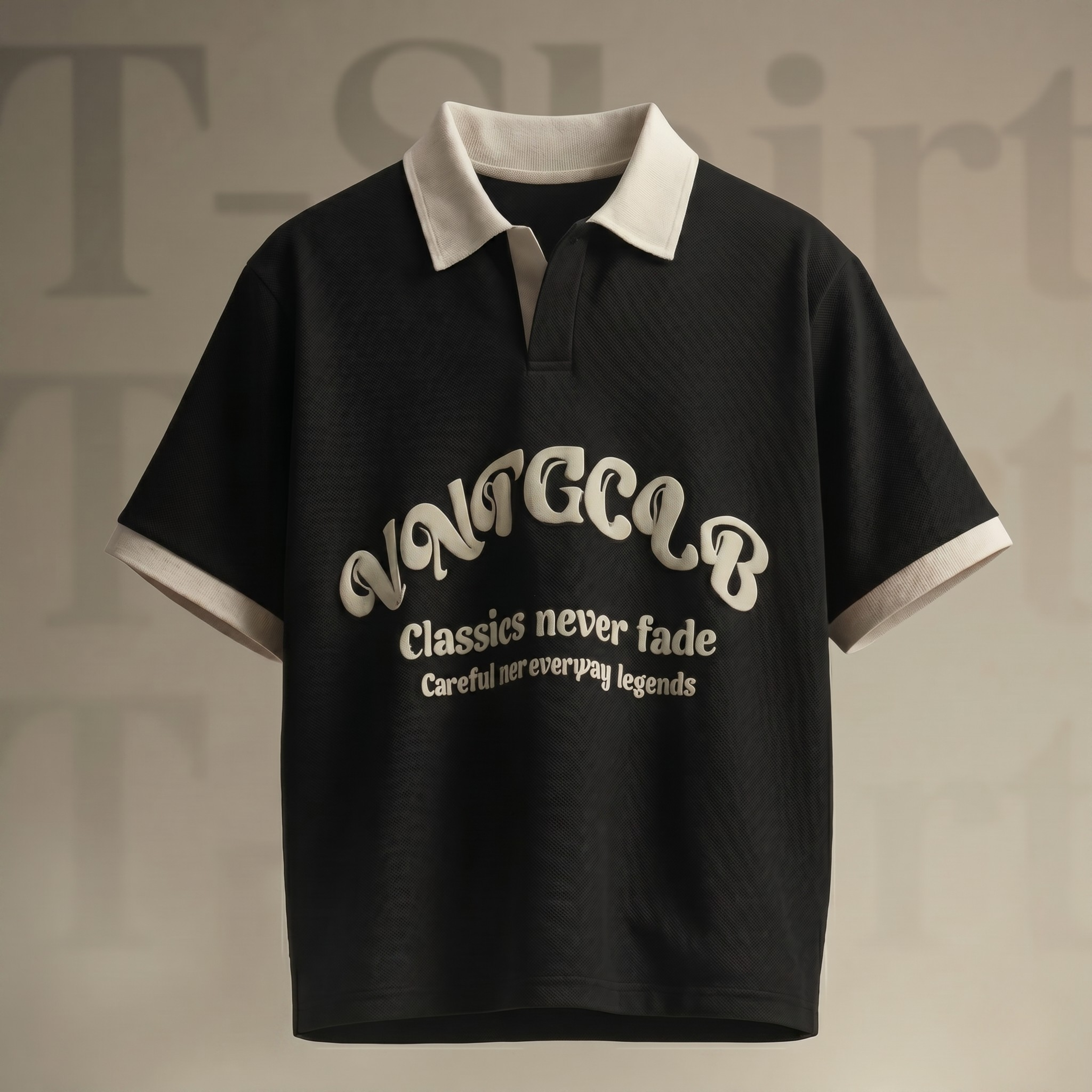 Vintage Club Polo Tee – Black & White