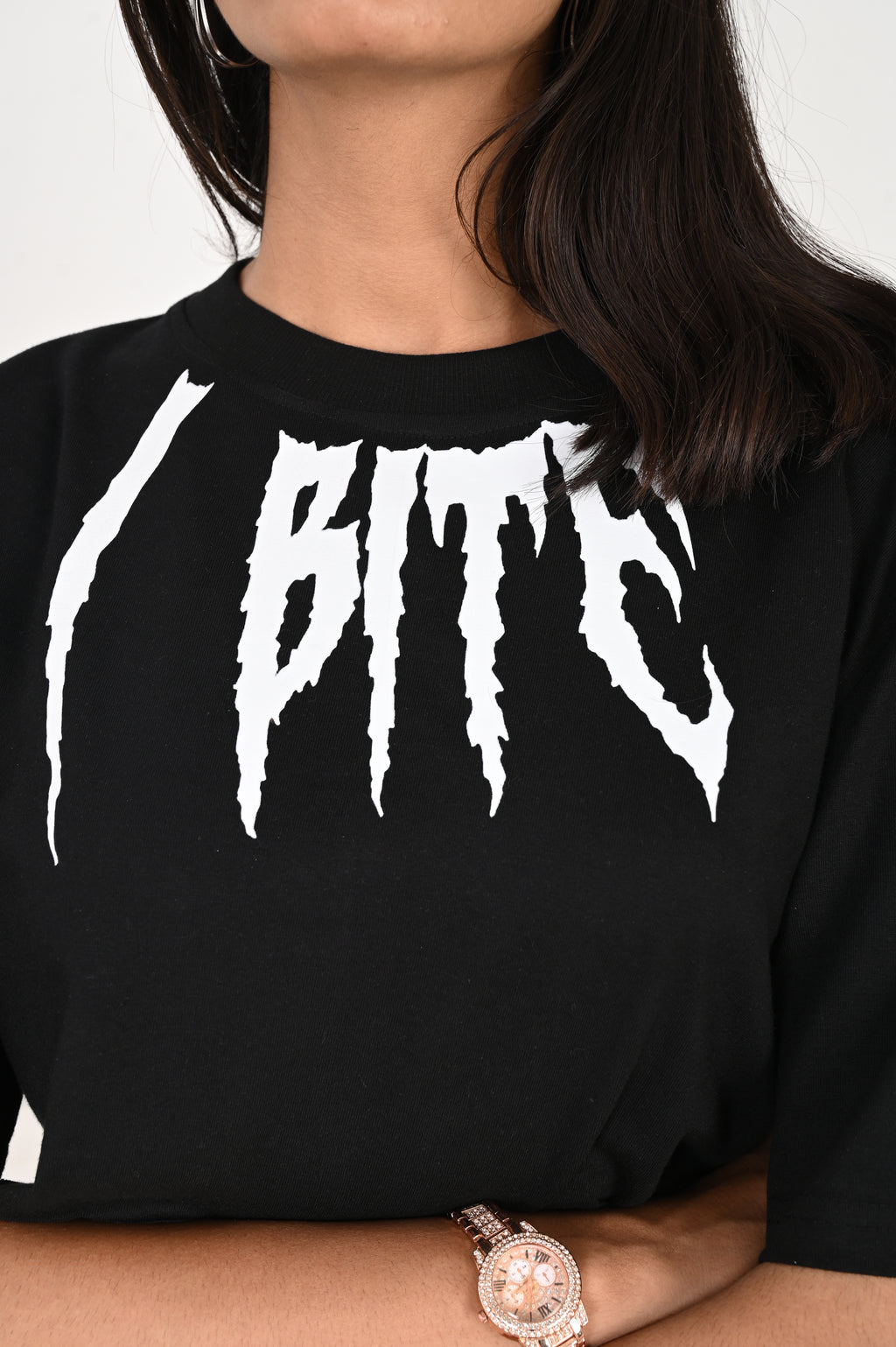 I BITE Cropped Tee – Black