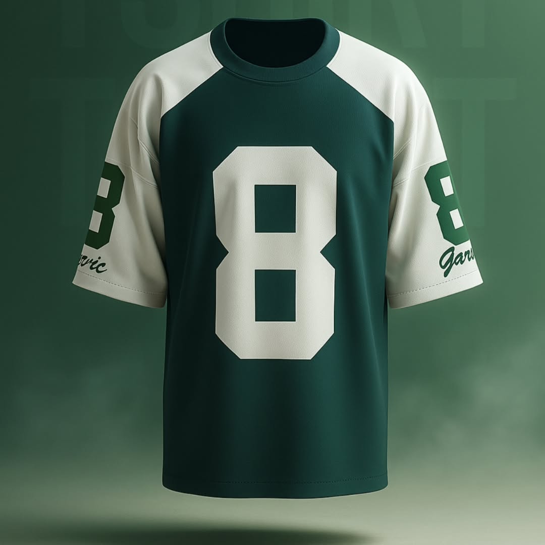 Classic 8 Varsity Jersey Tee – Green & White