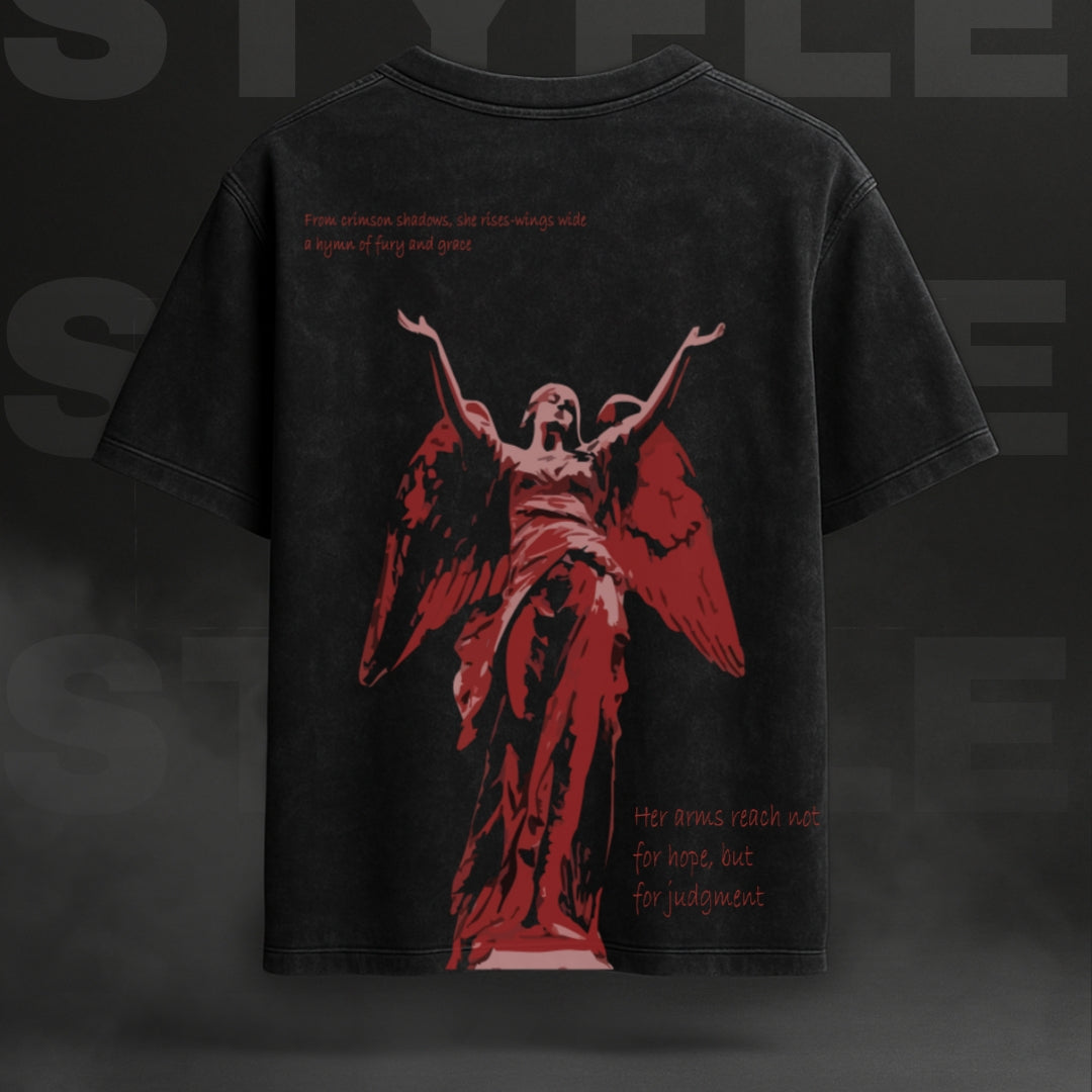 Crimson Guardian - Oversized Gothic Tee