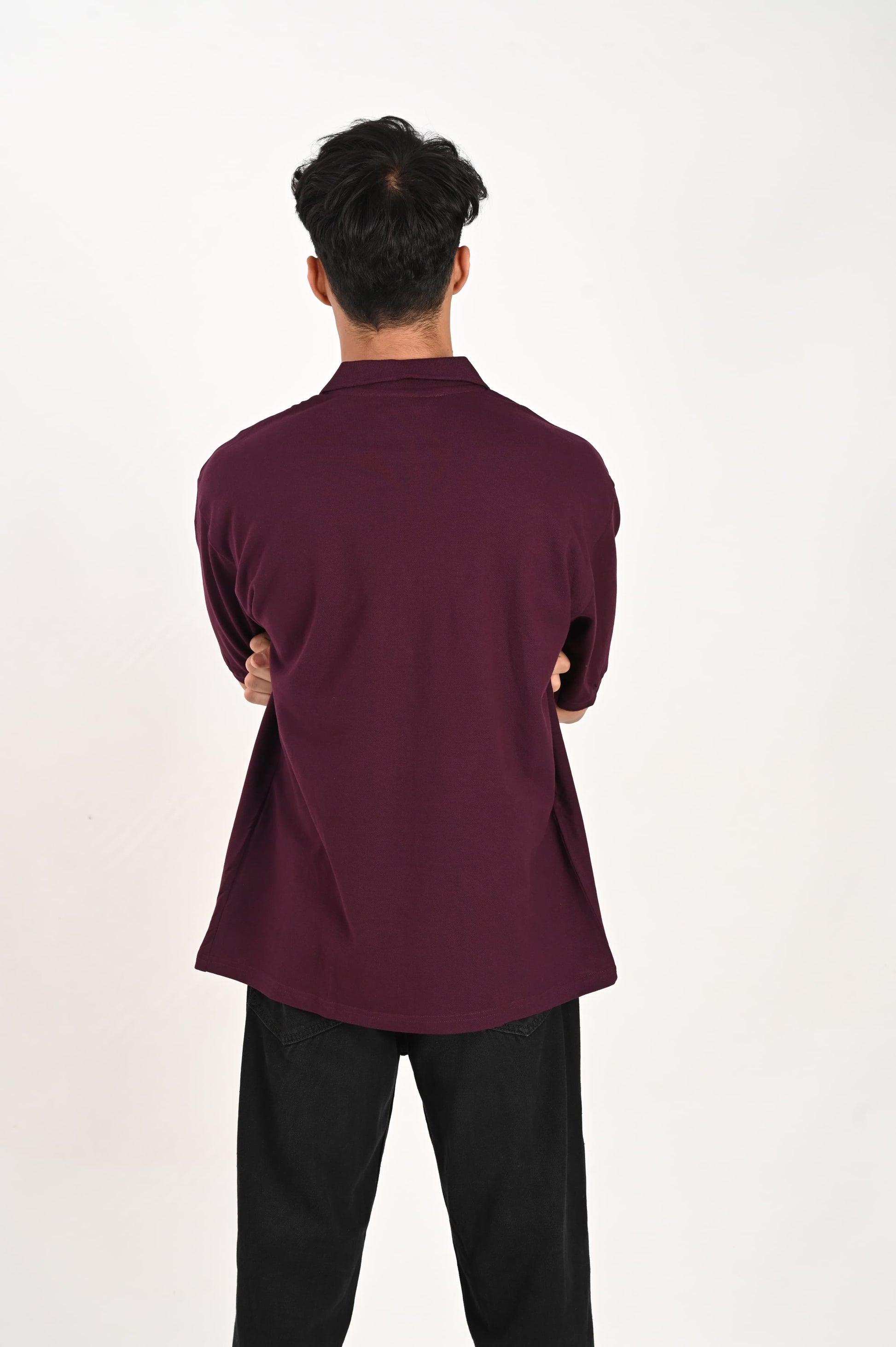Half Zip-Up Polo T-Shirt – vine red