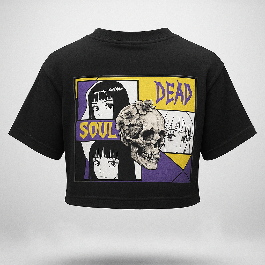 Soul Dead Anime Panel Crop Tee – Black