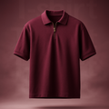 Half Zip-Up Polo T-Shirt – vine red
