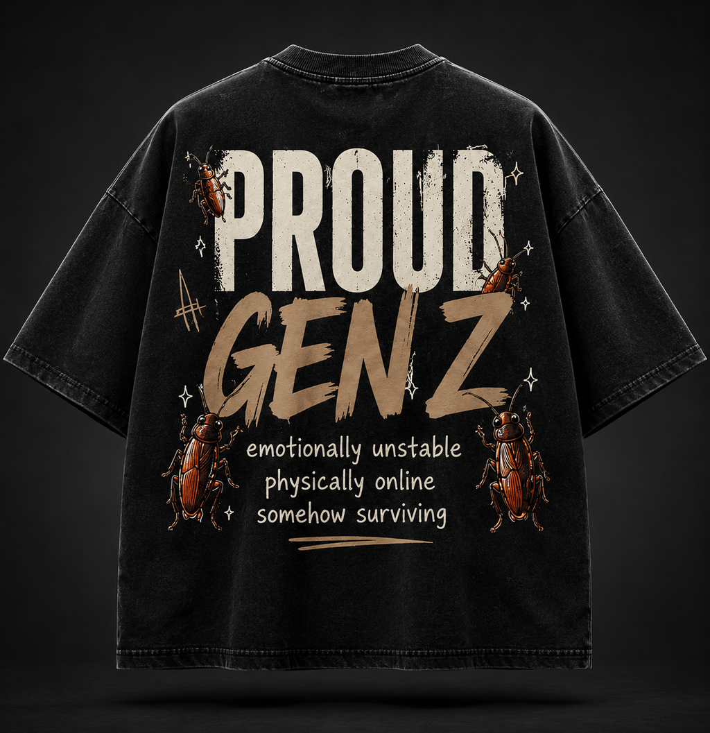 PROUD GEN Z Oversized Graphic T-Shirt - Survival Mode Edition